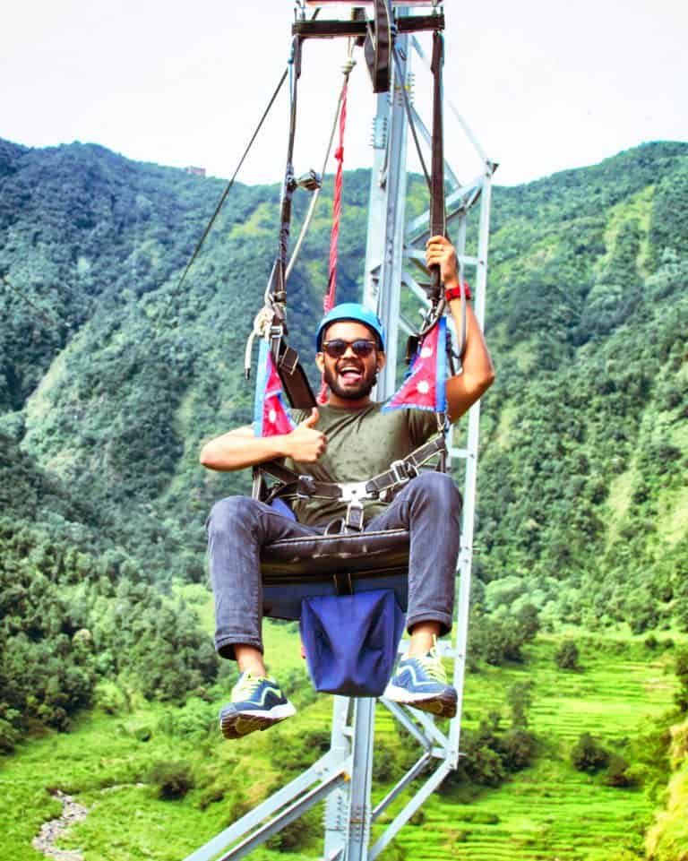 Imteaz Fahim aka Rusteaz Lifestyle, Popular blogger & influencer from bangladesh. bunjee jumping in nepal zip lining in nepal